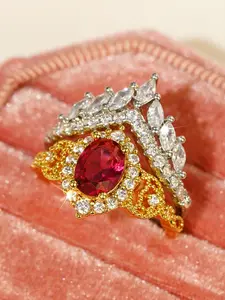 Luxurious Princess Crown Ring, Elegant Zircon-Embedded Courtly Design, High-End European Fashion Jewelry, Sophisticated Couple Rings