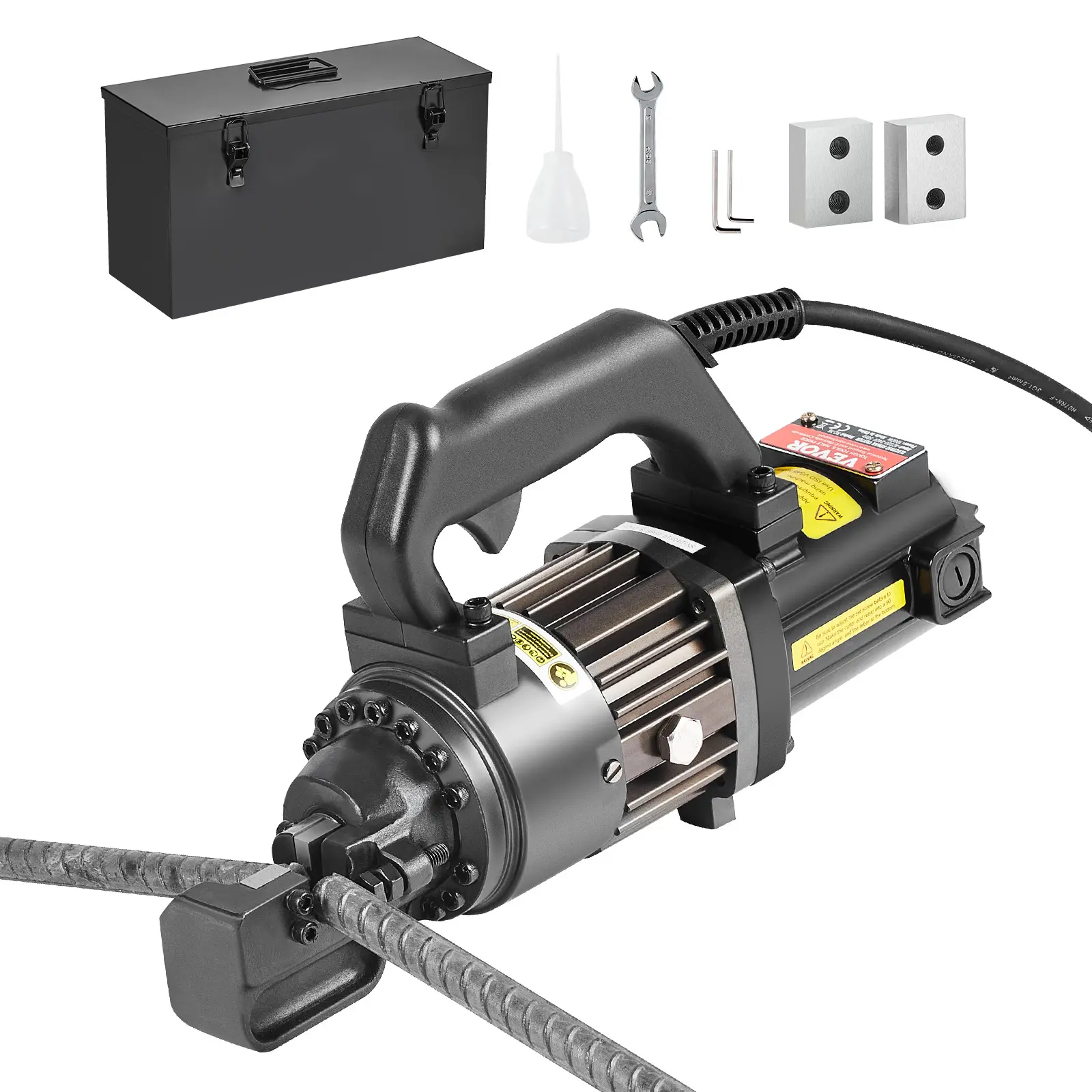 【summerfinds】VEVOR Electric Hydraulic Rebar Cutter, 1000W Portable Rebar Cutter, Cutting up to 5/8 Inch (4-16mm) #5 Rebar within 2 Seconds, High Power Steel Rebar Cutter with Oil Can Rich Accessories,Black RC-16