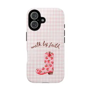 Cowgirl Boots Gingham Phone Case, Christian Phone Case, iPhone 17 16 15 Pro Plus Max