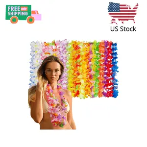 Hawaiian Leis Decorations(24pcs),Leis for Luau Party Decor,Tropical Hawaiian Bulk