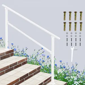 Garvee ガービー（Garvee） Handrail Outdoor Staircase Entrance Handrail Galvanized Adjustable Angle DIY Indoor and Outdoor Easy Installation 152cm (White)