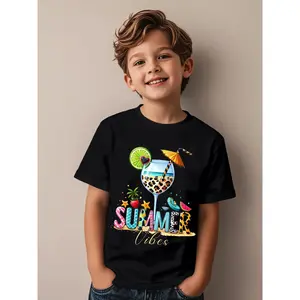 Sea Tropical Sunshine Novelty Awesome Graphic Kid T-Shirt Casual Kid T Shirts Street Style Tops Tees for Kid