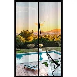 Magnetic Screen Door Mesh 34" x 82" - Fits 32" x 80" Door Size, Works for Patio, Sliding Door, Keeps Bug Mosquito Out, Fresh Air Flow, Black