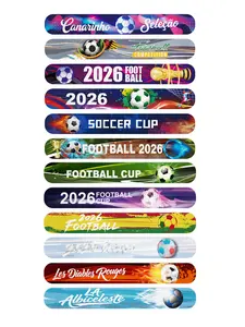 12pcs 2026 World Cup Football PVC Bracelets, Adjustable Wristbands for Fans, Unisex Accessories, Soccer Fan Gear