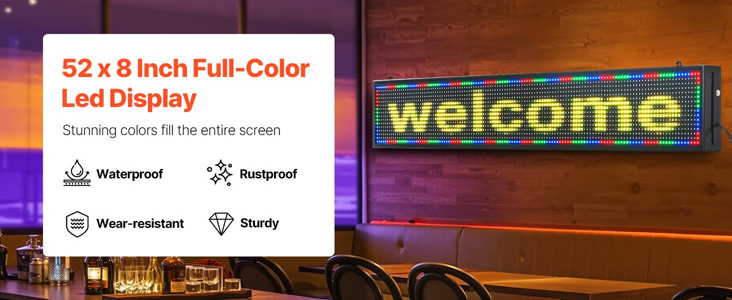 SucceBuy Programmable LED Signboard with Digital Panel, SucceBuy App Compatibility, AC Power Supply, Ideal for Restaurants & Malls, Displays Dates, Times & Gifs (Home & Bathroom Supplies Accessory), Bars