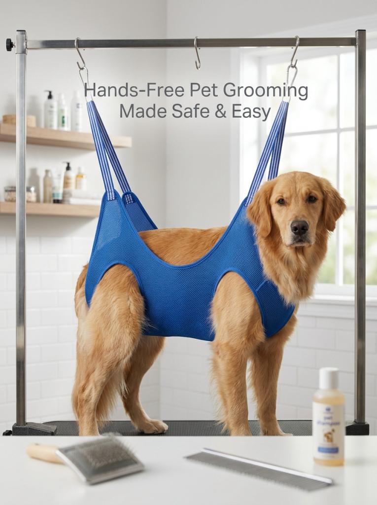 Portable Pet Grooming Restraint Hammock - Prevents Pet Movement for Easy Nail Trimming & Hair Grooming（Does not come with a fixed bracket）