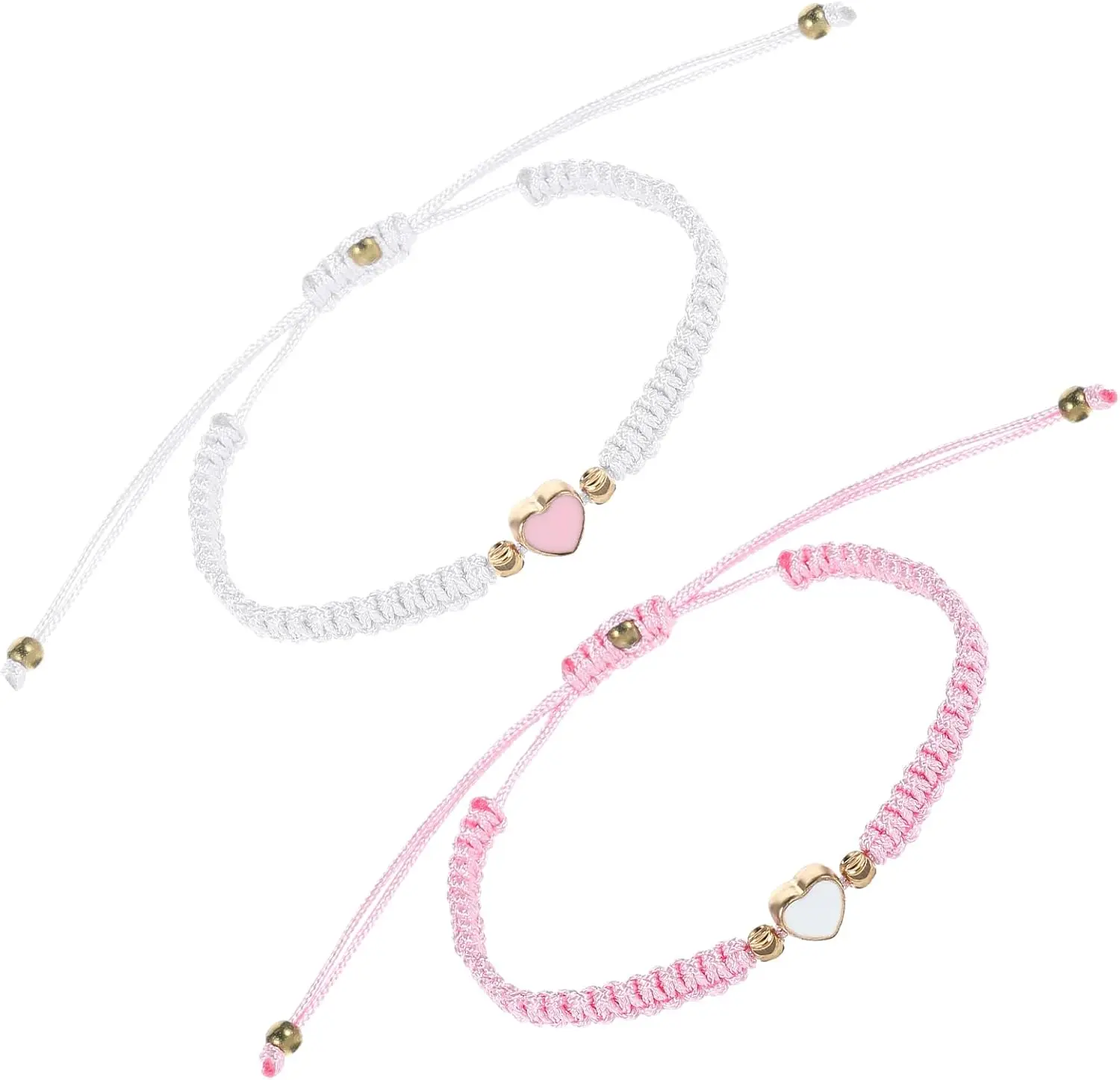 2 count BFF Bracelets, Heart Matching Bracelets Adjustable Braided Bracelets  Friends Bracelet Friendship Bracelets  Gifts for His and Her Couple Friendships Relationship