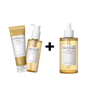 SKIN1004 Madagascar Centella Skincare Set - Cleansing Oil, Foam Cleanser & Soothing Ampoule - 3-Piece Set for All Skin Types - Calms Redness, Hydrates, Fragrance-Free - Korea - Hydrating, Calming