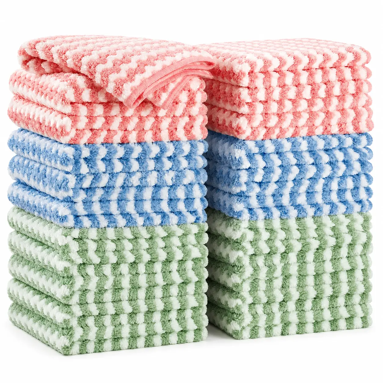 Microfiber Cleaning Cloths, 10 Pack, 10 x 10 Inch, Absorbent, Lint Free, Reusable Kitchen Towels for Dishes, Glass, Counters, and Home Cleaning