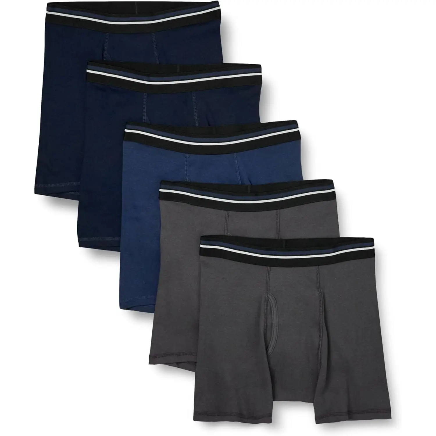 True Threads Mens Underwear, 100% Cotton Briefs, Tag-Free, Pack of 5 Soft Plain Natural Slim Fit Menswear Elastic