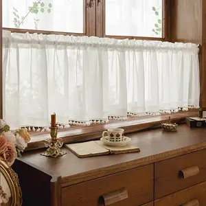 1 Piece, Minimalist White Tulle Short Curtain, Light Filtering & Sun Shading Privacy Curtain, Drill-Free Door Curtain, White Sheer Curtain for Bedroom and Bay Window