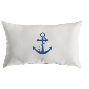 Sunbrella Indoor/Outdoor Lumbar Embroidered Anchor Pillow