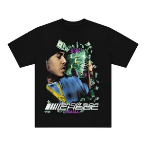 ASAALI Menswear Cotton Cash Flow Graphic Oversized Short-Sleeve T-Shirt, Vintage Hip Hop Black Shirt