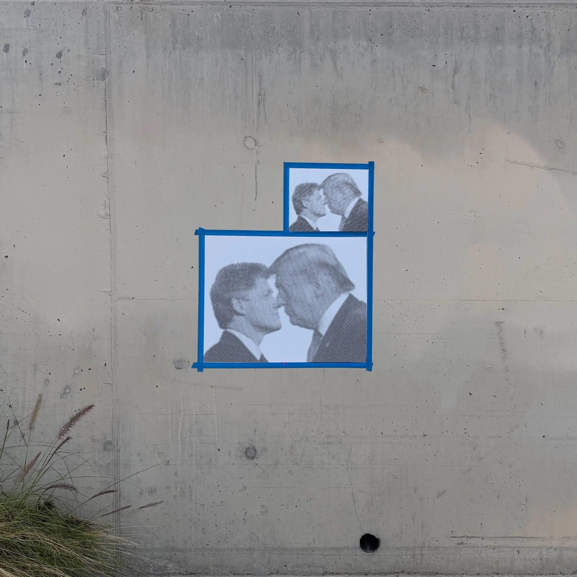 Trump and Clinton Kissing Halftone Stencil