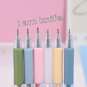 Random Color Press Pen Knife, 1 Piece Random Color Pen Knife, Durable & Convenient Design, Perfect Gift Idea, Office Stationery Supplies