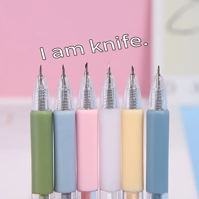 Random Color Press Pen Knife, 1 Piece Random Color Pen Knife, Durable & Convenient Design, Perfect Gift Idea, Multifunctional Stationery, Office Stationery Supplies, Penknife