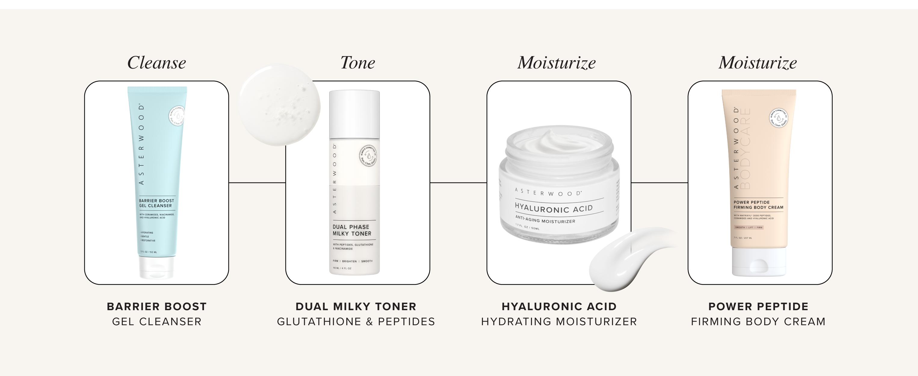 Peptide Face + Body Bundle: Dual Phase Peptide Milky Toner + Power Peptide Firming Body Cream - Matrixyl 3000, Glutathione, Niacinamide, Ceramides & Hyaluronic Acid - Brightening, Firming
