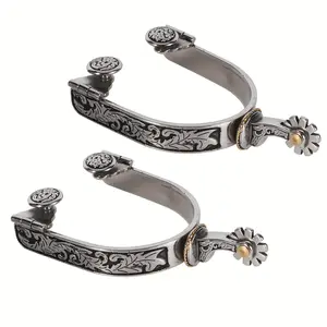 Two Western Cowboy Spurs - Silvery Stainless Steel Spurs With Rotating Gears - For Equestrian Riders - Durable & Functional - Ideal Gift for Horseback Riding Enthusiasts