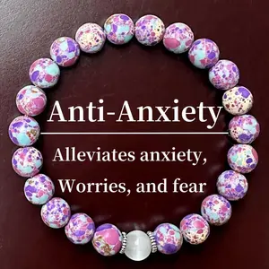 Purple Emperor Stone & Moonstone Bracelet – Anti-Anxiety Crystal Beads | Calming, Balance & Emotional Support Jewelry for Women & Men