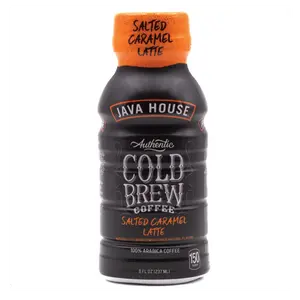 Java House Cold Brew Coffee, Salted Caramel Latte, 12 Pack of 8oz Bottles, Ready to Drink Instant Cold & Iced Coffee (Salted Caramel Latte)