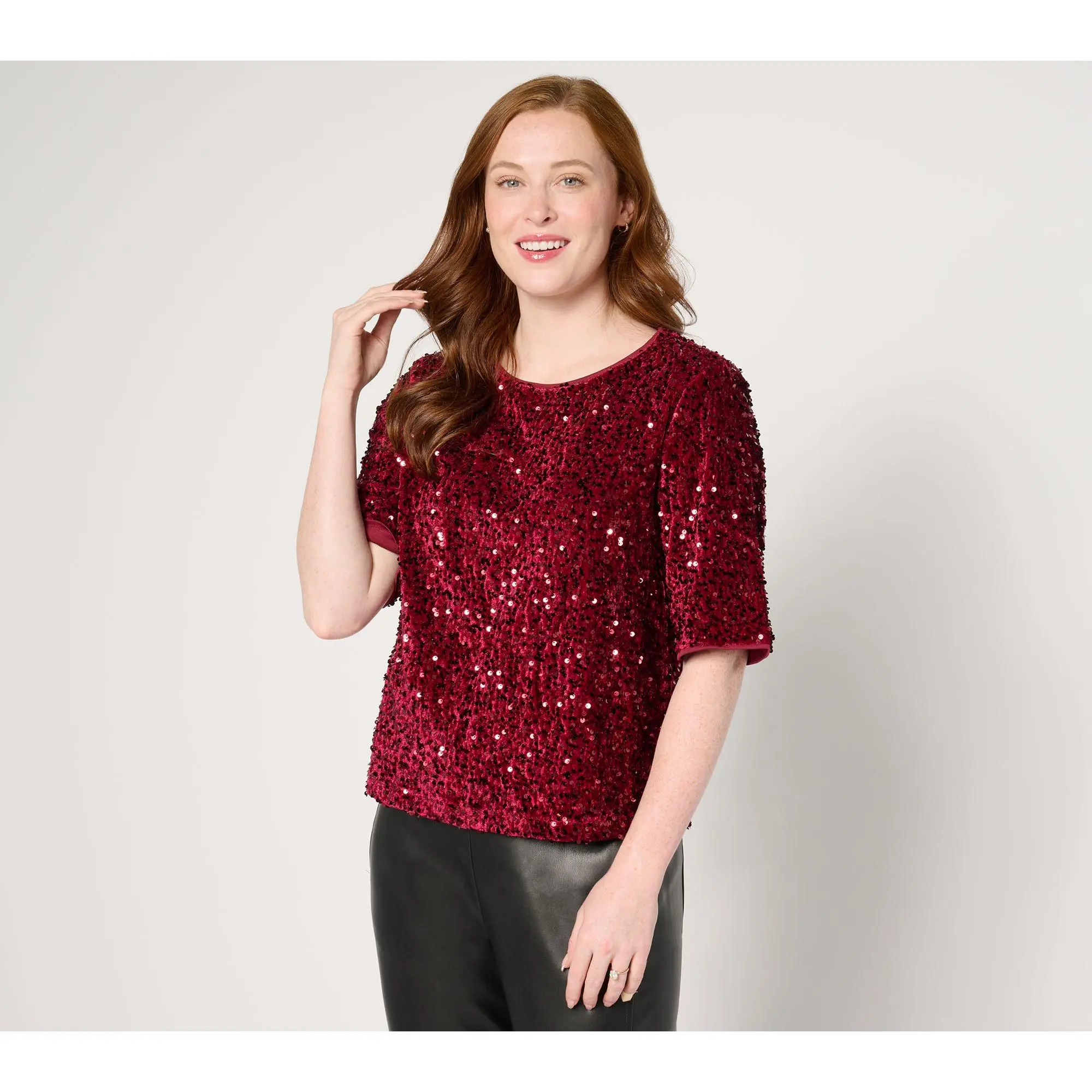nicole by Nicole Miller Sequined Velvet Top