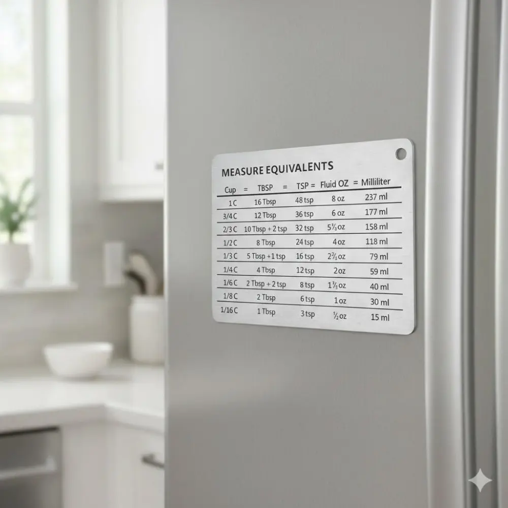 Magnetic Stainless Steel Fridge Measurement Conversion Chart - Kitchen Baking & Coffee Unit Converter Tool, Multi-Purpose Magnetic Kitchen Board, Rustproof Baking Measuring Aid, Essential Kitchen Magnetic Conversion Sticker