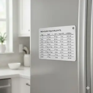 Magnetic Stainless Steel Fridge Measurement Conversion Chart - Kitchen Baking & Coffee Unit Converter Tool, Multi-Purpose Magnetic Kitchen Board, Rustproof Baking Measuring Aid, Essential Kitchen Magnetic Conversion Sticker