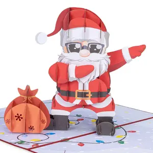 Dancing Santa Pop Up Christmas Card - 3D Dabbing Design, Handcrafted with Quality Materials, Festive Humor, Includes Note Tag, Unique Gift for Christmas