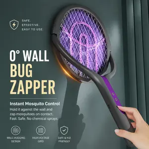 4000V Electric Fly Swatter with 17-27.4" Extension & 90° Rotating Head, 1800mAh 2-in-1 Bug Zapper Lamp, 5-Layer Mesh Mosquito Killer for Home fathersdaygift