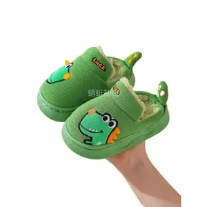 NewNewCute Baby Dinosaur Plush Slippers for Boys & Girls, Anti-Slip Knitted Indoor Shoes for Autumn Winter Home Wear, Soft Textile Material