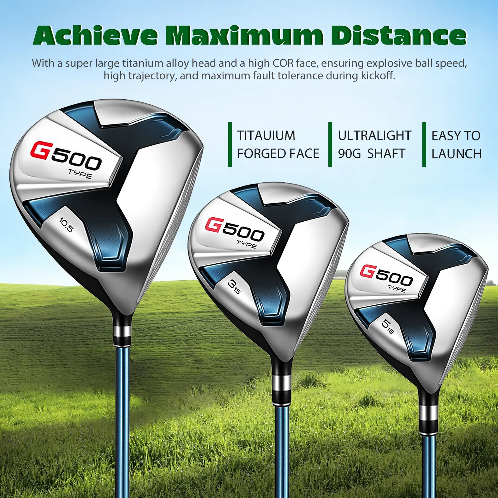Premium Golf Club, Lightweight Golf Driver with High Performance Design for Men & Women Golfers, Ideal for Practice, Training & Weekend Golf Games