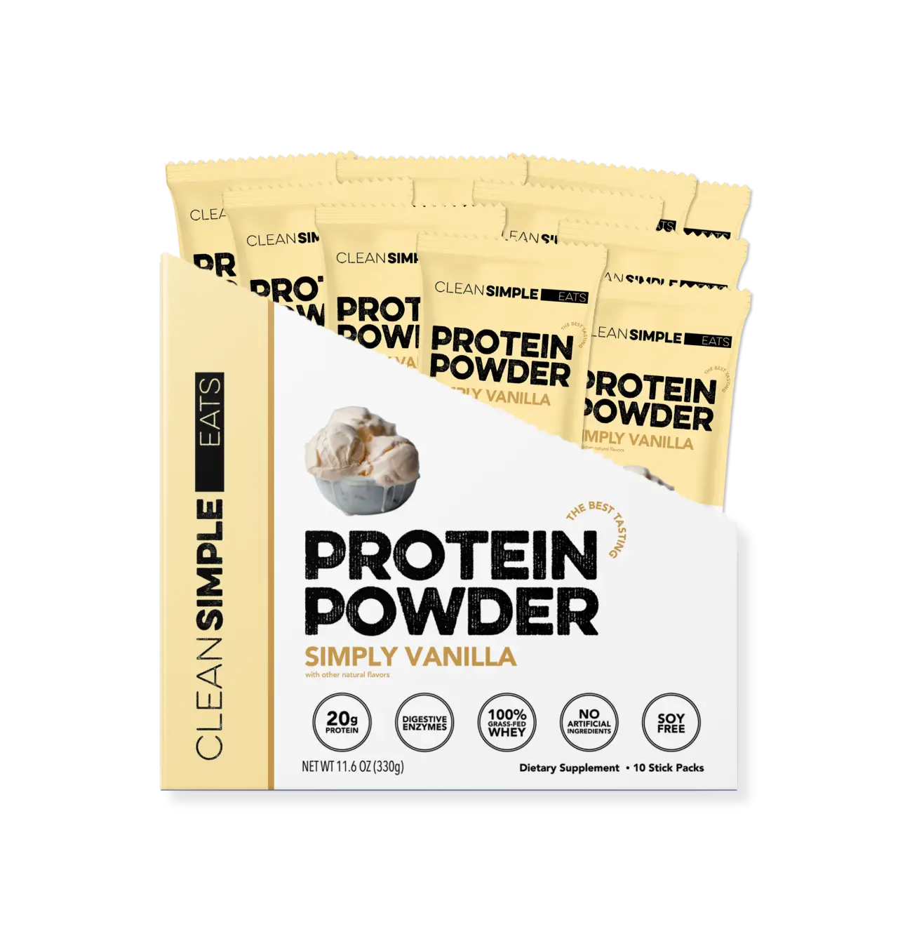 Protein Powder: Simply Vanilla (10 Single Serving Stick Packs)