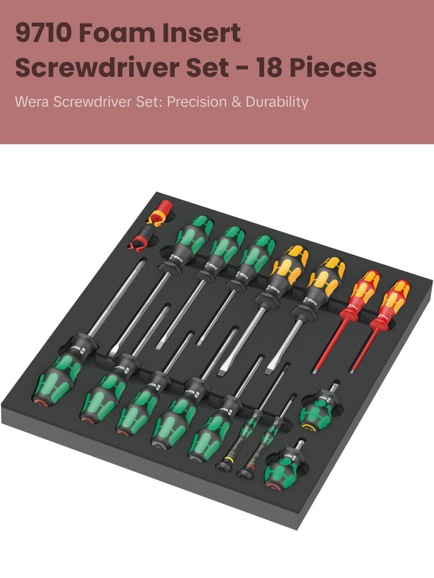 Wera 9710 Foam insert screwdriver set 1, 18 pieces