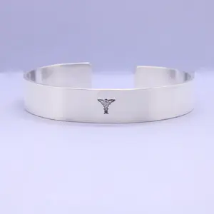 Custom Medical Alert Cuff Bracelet - 1/2" Wide Pure Aluminum or Stainless Steel