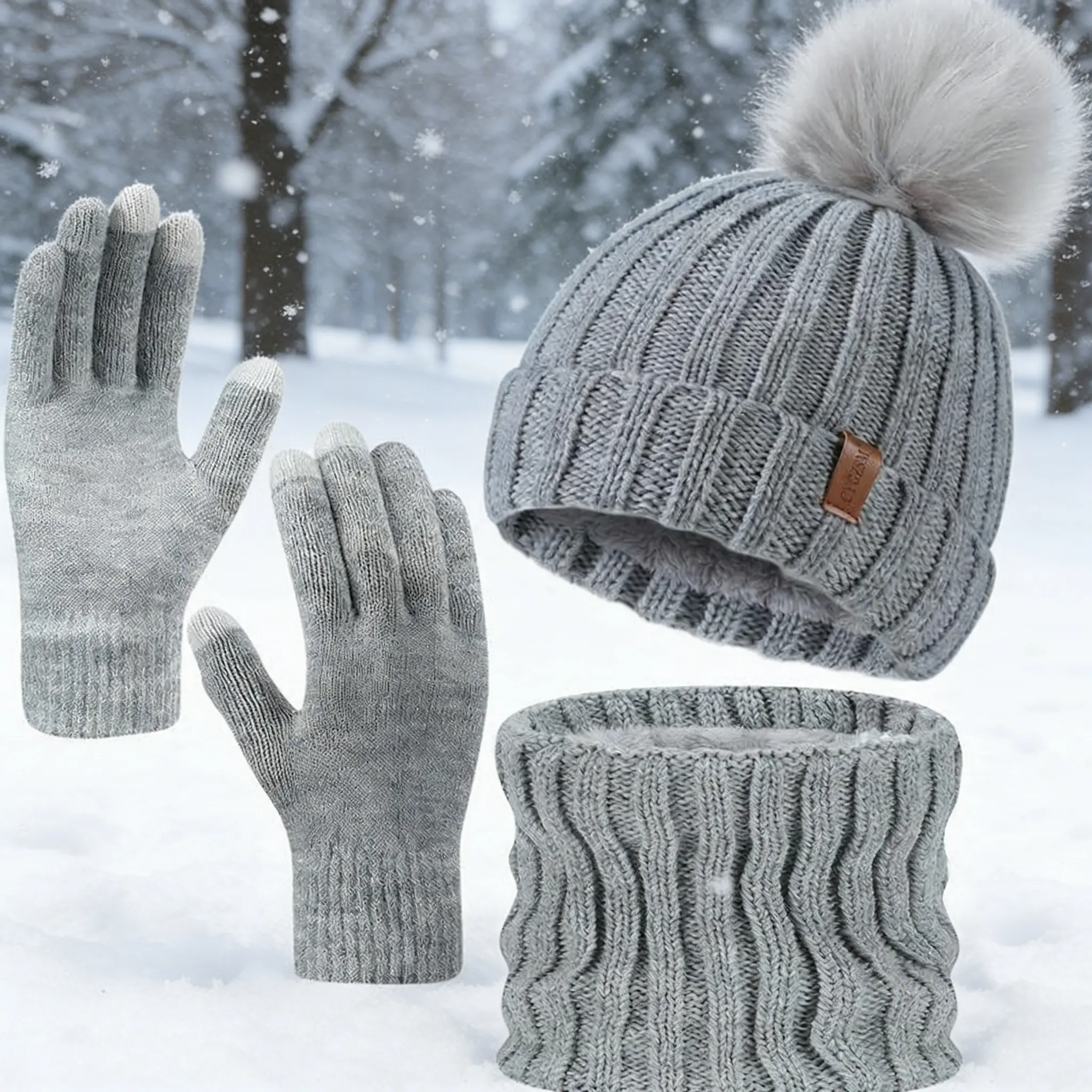 2026 NEW Men and Women Winter Set  3 Pieces , Touchscreen Gloves, Beanie Hat, and Scarf for Men's and Women's Winter Beanie Hat Scarf Gloves Set for Women - Warm Fleece Knit Touch Screen Gloves, Double-Layered Brim, Ideal Gift for Thanksgiving  Footwear