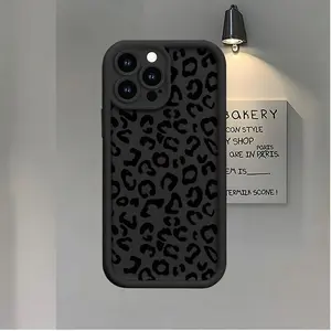 Pure Black Leopard Print Pattern Pattern, UV Printed Pattern Phone Soft Case, Thickened 360 Degree Full Protection, Suitable for iPhone 17 16 11 12 13 14 Pro Max 15 XR X/ XS 7 8 Plus SE SAMSUNG S26 S25 S24 S23 S22 Ultra Plus