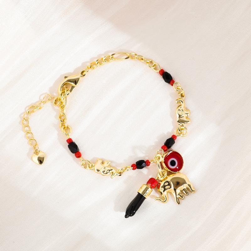 Elephant Evil Eye Bracelet Women Adjustable Boho Lucky Charm Jewelry