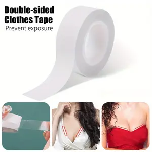 3D Dual-Sided Body Tape - Transparent Clear Invisible Bra Stickers for Underwear Bras Clothes Dresses, Self-Adhesive Poly Material Roll