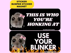 sad little hamster | funny sad hamster meme vinyl sticker, bumper sticker, magnet and bumper magnet