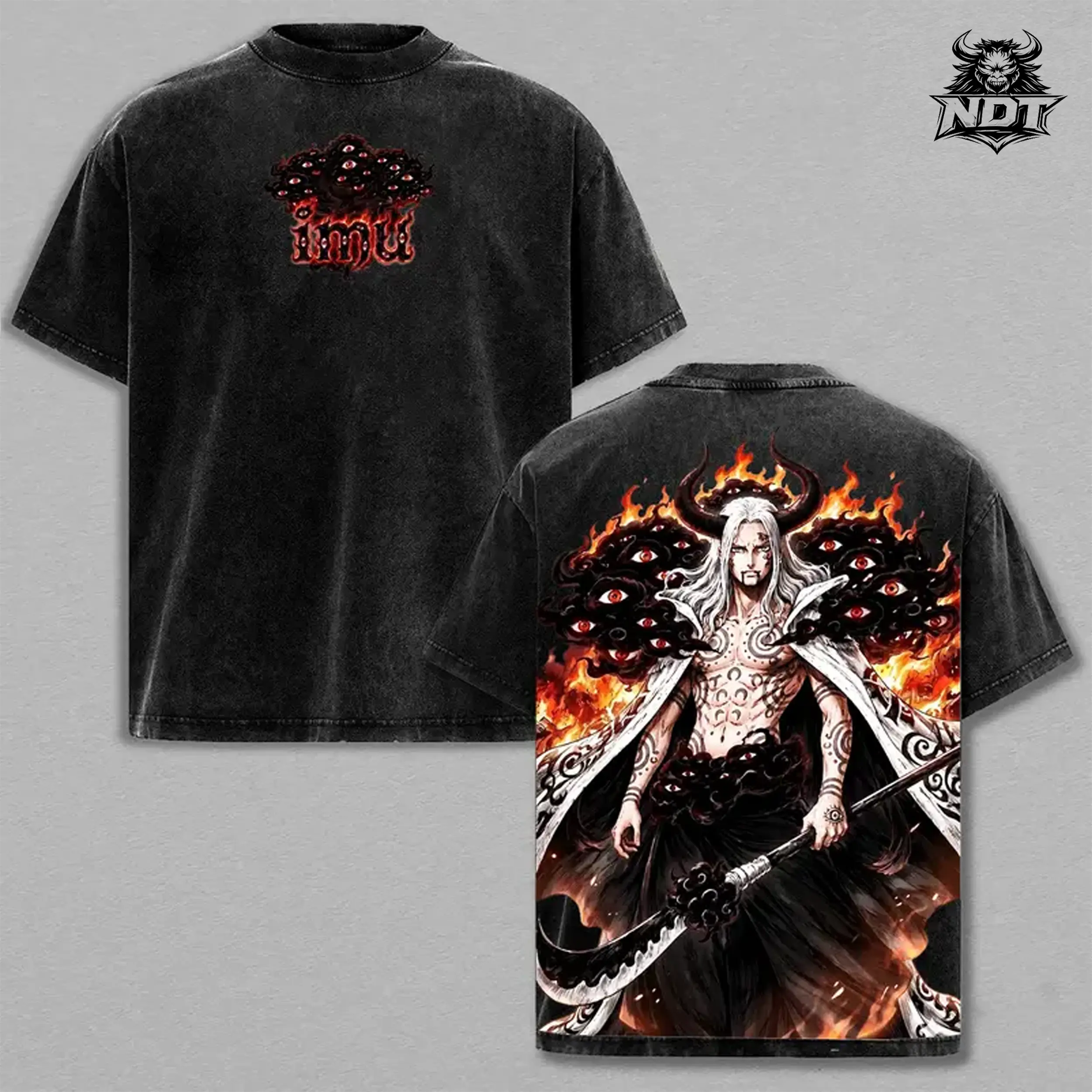 Imu Anime Washed Tee – One Piece Graphic T-Shirt, Dark Mystery King Aesthetic Hidden Ruler Energy Streetwear Trendy Otaku Gift Hype Anime Fashion