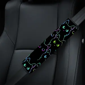 Fashion neon black cat seat belt cover, perfect for car interiors. These multi-functional seat belt protection covers are ideal for both seat belts and backpacks.