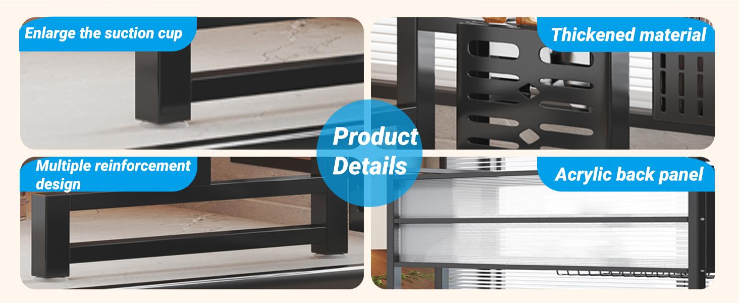 3-Tier Over Sink Dish Drying Rack with Dustproof Cover, Space-Saving Kitchen Storage Shelf, Rustproof Metal Organizer with Drain Tray, No-Drill Fit for 85cm Sink