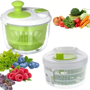 Large Salad Spinner, Rotating Fruit & Vegetable Dehydrator With Comfortable Handle, Locking Lid And Non-Slip Base, Vegetable Washer With Bowl For Washing And Dehydrating Salad And Fruits.