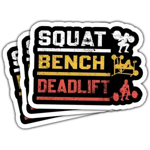 Squat Bench Deadlift Stickers Gym Workout Powerlifting Squat Bench Deadlift Sticker Gift for Gymmer Fitness Barbell Weightlifting Stickers Laptop Bottle Phone Car Helmet Funny Gifts Sticker 3" P