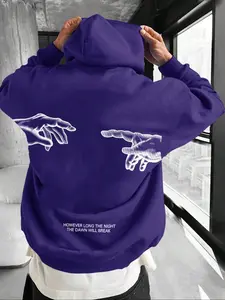 Men's Hooded Graphic Print Baggy Sweatshirt, Letter Print Long Sleeve Pullover, Casual Streetwear, Loose-Fitting Fall & Winter Fashion
