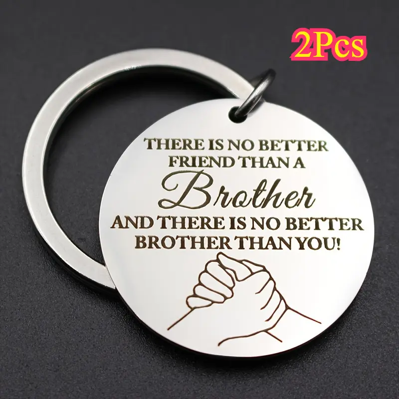 Stainless Steel Fashion Keychain Set (2Pcs) - Stylish Keyring, Brotherhood Symbol Gift for Brothers