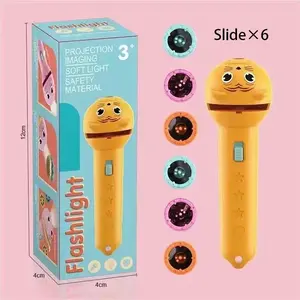 6 Slide Films Projection Torch Light Toy — Early Educational Intelligent Cartoon Projector for Kids, Fun Cognitive Learning Flashlight with Multiple Patterns | Holiday gifts, Children's gifts, Present