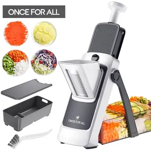 【ONCE FOR ALL 】2026 new model, 4th generationJS04 Upgrade Safe Mandoline Slicer Plus Adjustable Vegetable Food Chopper with Detachable Blade 420 Stainless Steel Blades Easy Clean Kitchen Tool Gift chopping helper quick cheese grater, Fruit Vegetable Slice