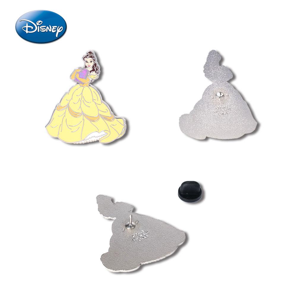 1PC Disney Princess Pin Officially Licensed Gorgeous Gown Dress Gold-foil Belle Jasmine Ariel Snow White Tiana Cinderella Moana Anime Brooch Backpack Decoration Jacket Lapel Anti-Rust Exquisite Alloy Enamel Gift