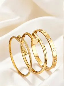3-piece elegant and stylish classic bracelet set, Multilayered Bangles, Stackable Bracelets, made of 304 stainless steel, suitable for daily wear and parties, Valentine's Day gifts, all-season accessories, Stainless Steel Bracelets